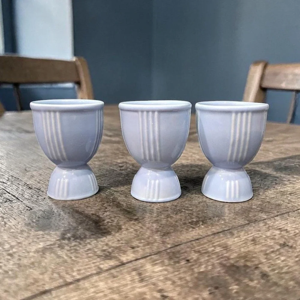 Hankscraft Blue Egg Cups, Set of 3, Vintage Double Side Design Kitchen Accessory